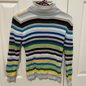 Colorful Striped Turtleneck Sweater